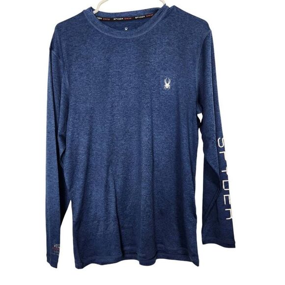 Spyder swim shirt rash guard UPF 50 blue long sleeve water sport small NWT - Picture 1 of 7